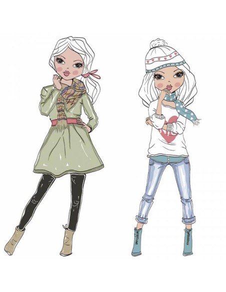 Papel de sublimación coleccion 4 hojas 30 x 30 kitty girls