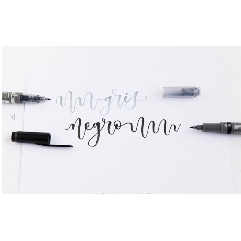 rotulador fudenosuke twin punta blanda negro/gris