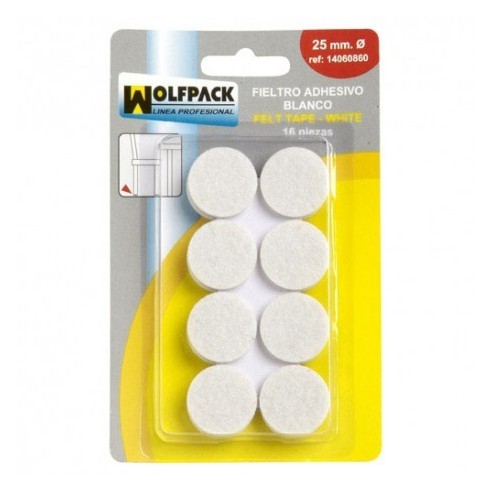 blister 12 discos fieltro adh blanco 18mm Mod.80