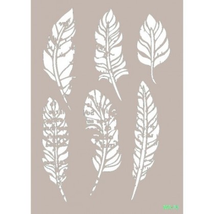 STENCIL PLUMAS MIX MEDIA