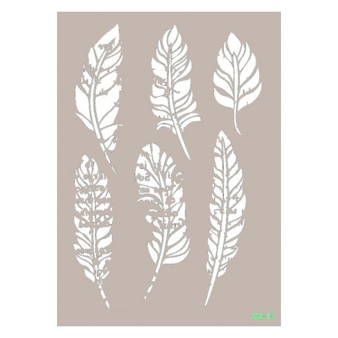 STENCIL PLUMAS MIX MEDIA