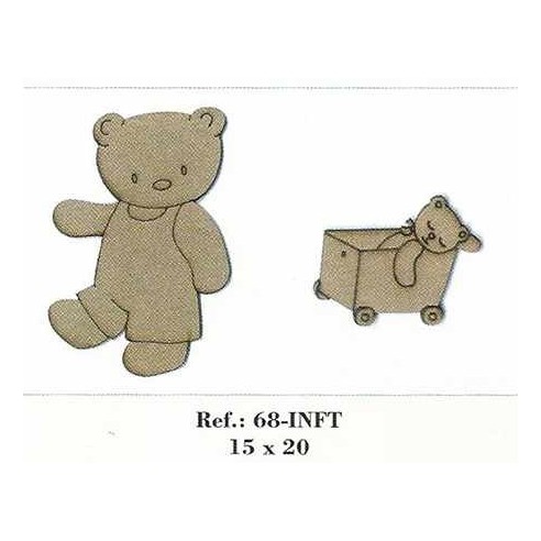 SILUETA DE DM OSO CON CARRO 16X11