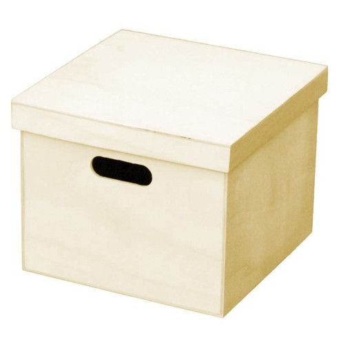 CAJA CON ASAS CUADRADA DE MADERA