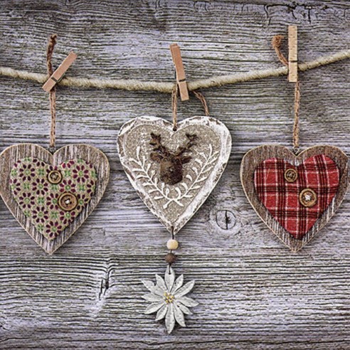 SERVILLETA 33X33CM RUSTIC HEARTS