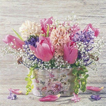 SERVILLETA PASTEL SPRING FLOWERS 33 X 33