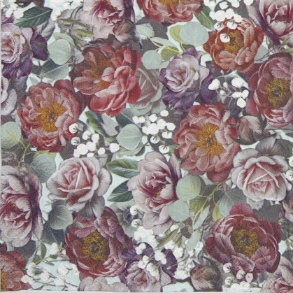 SERVILLETA 33X33 VINTAGE FLOWERS GREEN