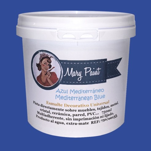 Pintura Decoración, tienda, muebles Técnica Azul Mediterraneo Mary Paint chalk paint 250ml