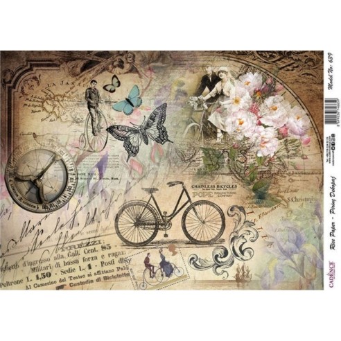 PAPEL ARROZ A3 BICI Y MARIPOSA