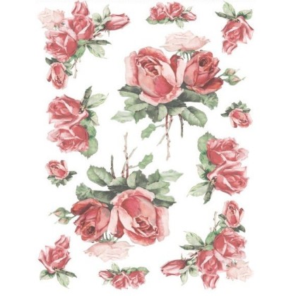 PAPEL DECOUPAGE ROSAS ROJAS...